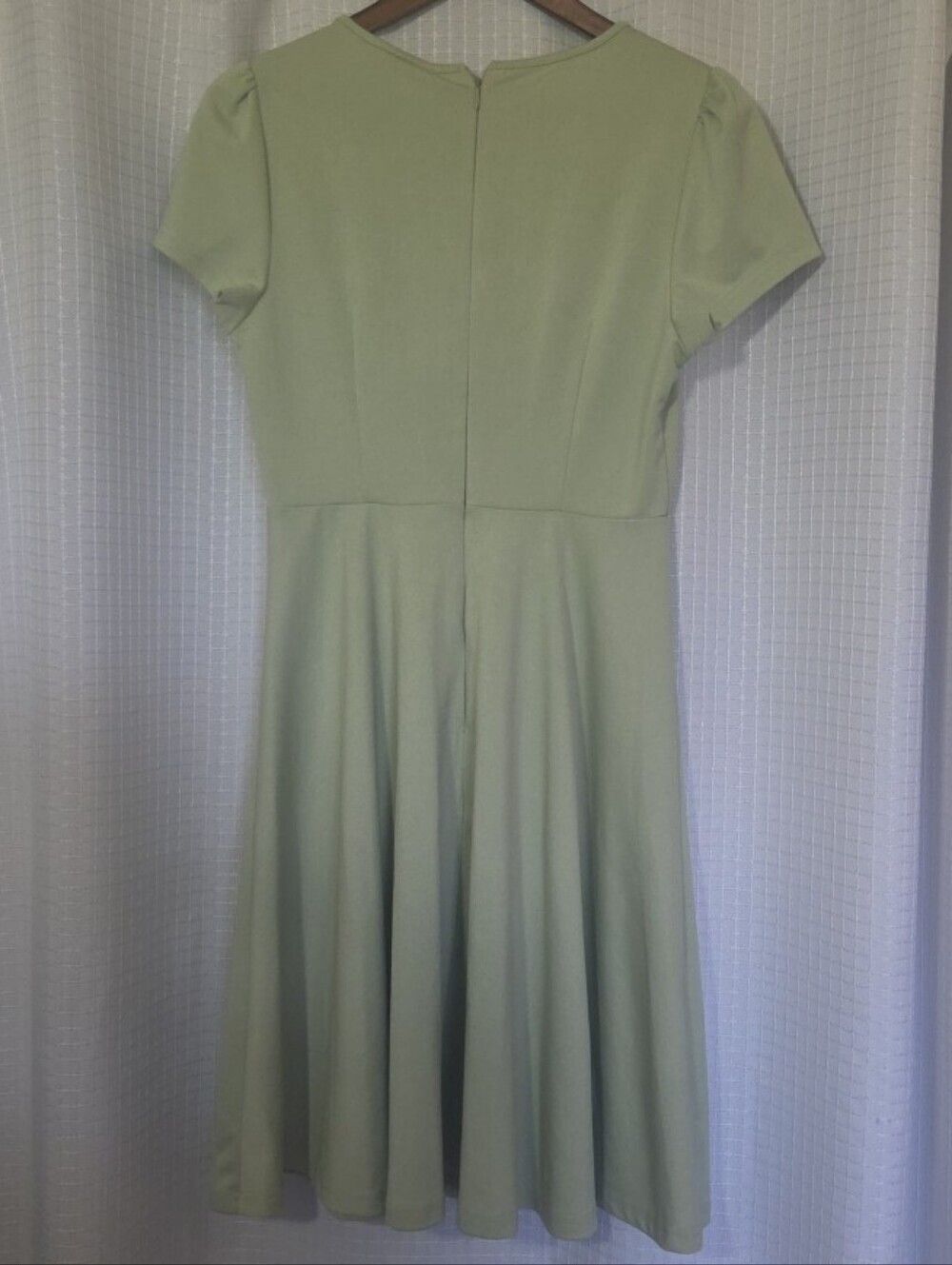 NWT 50s Style Sage Fit & Flare Dress Retro Vintage Inspired Tie Front Size Med - Picture 4 of 13